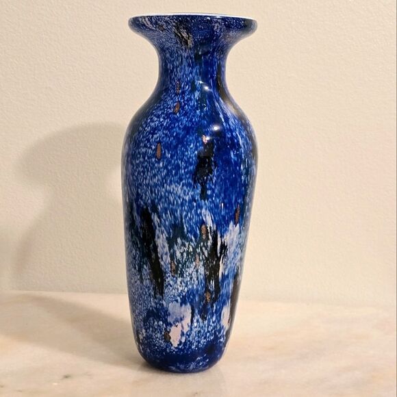Badash Starry Night Blue Vase Murano Style - Picture 1 of 7